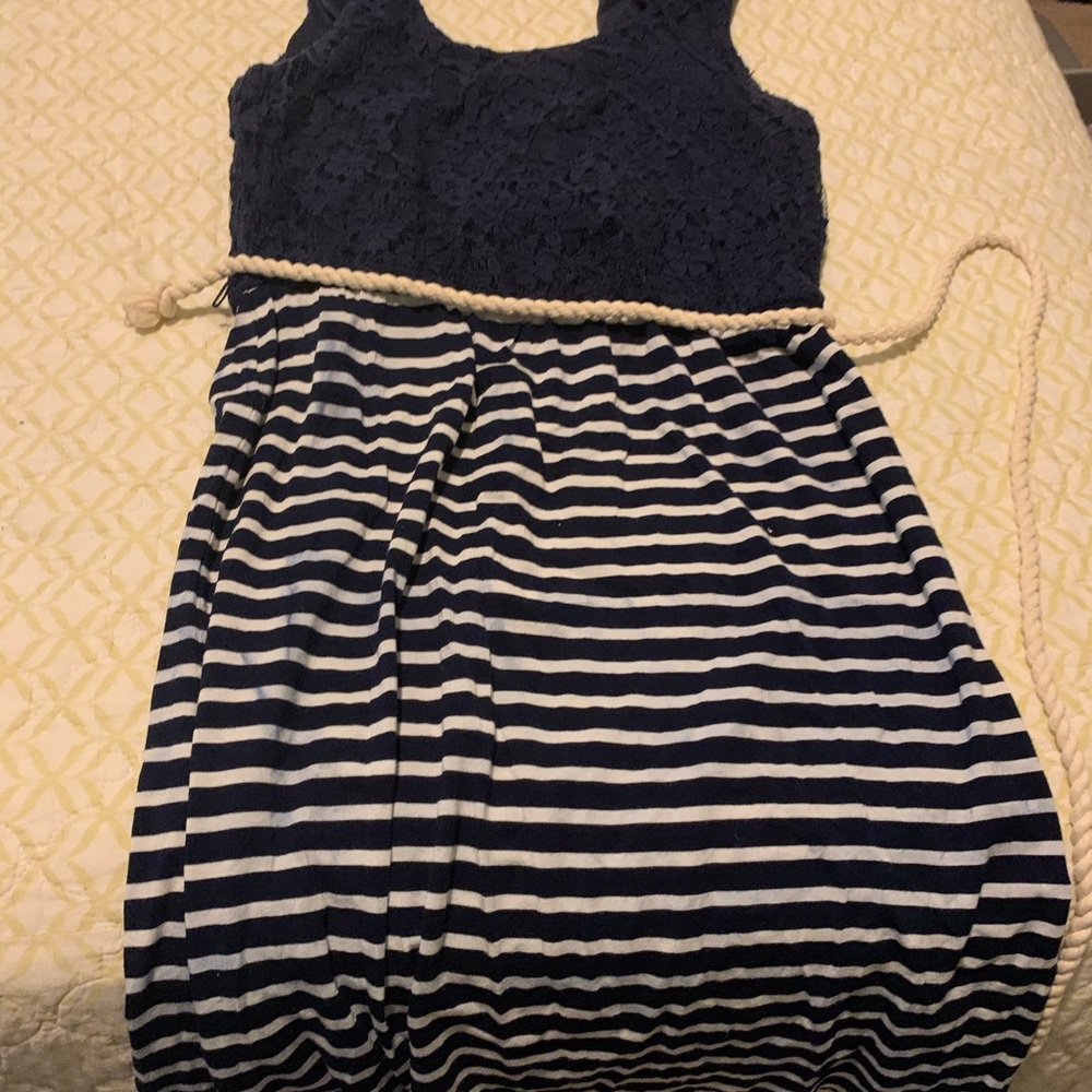 Lace and stretch material dress nautical